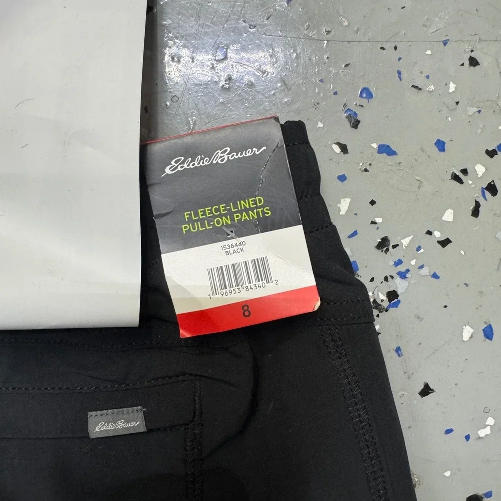 Eddie Bauer Womens Fleece Lined Pull On Cargo Pants Black Size 8 1536440